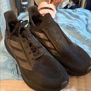 adidas Men's Black Knit Athletic Shoes with Signature Stripes